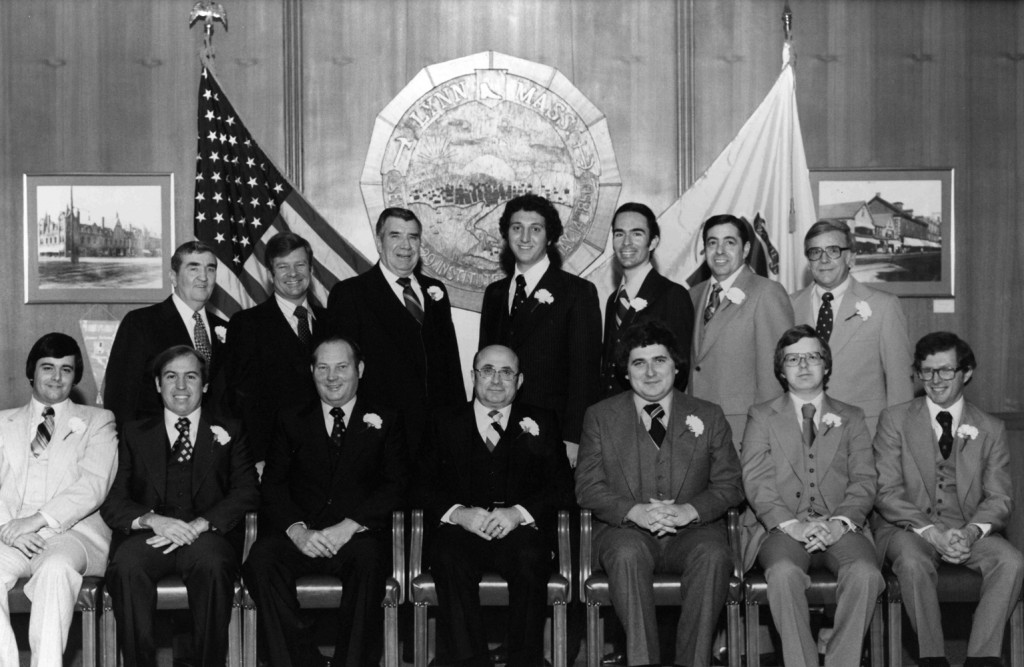 group picture of Charles as he was sworn in for his second term on the Lynn City Council in 1978.