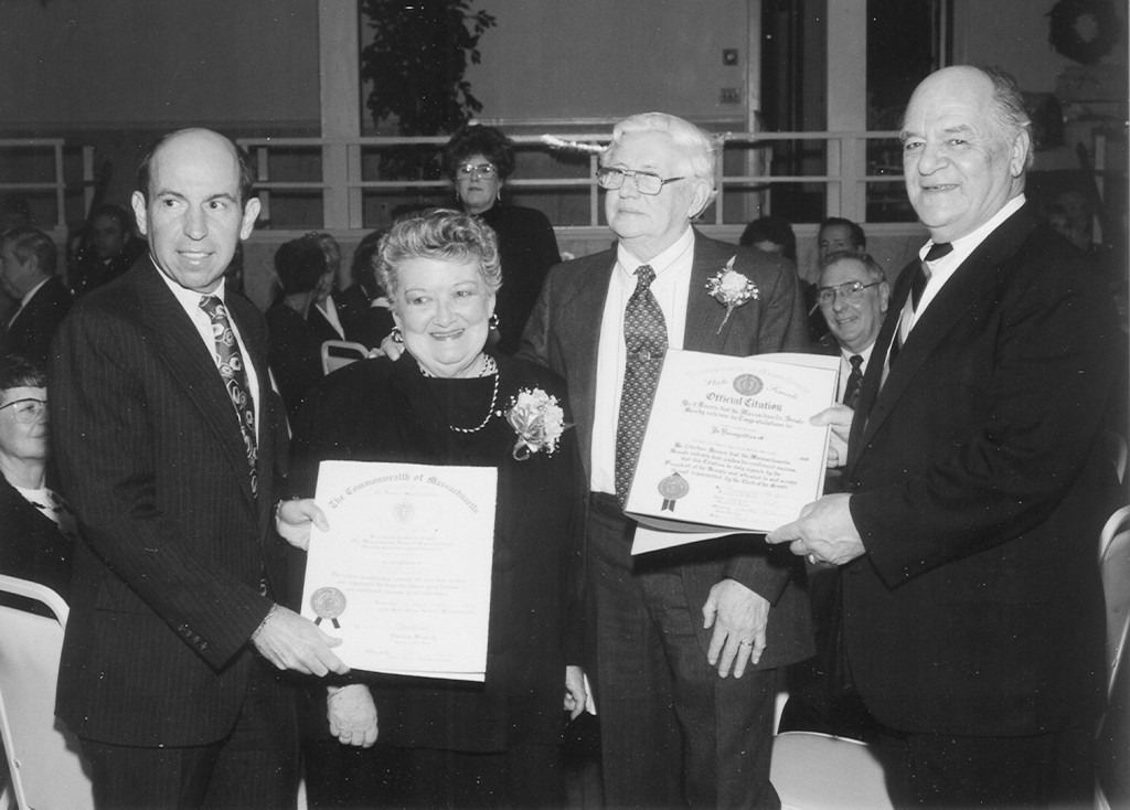 Shirley Hughes receiving a reward